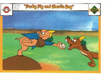 1990 Upper Deck Comic Ball #57 / 72 Porky Pig and Charlie Dog Front