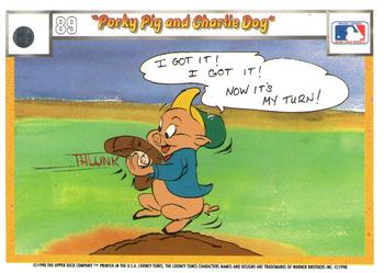1990 Upper Deck Comic Ball #74 / 89 Porky Pig and Charlie Dog Back