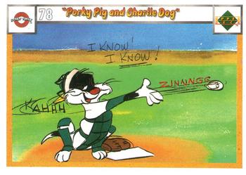1990 Upper Deck Comic Ball #78 / 87 Porky Pig and Charlie Dog Front