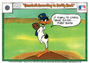 1990 Upper Deck Comic Ball #541 / 556 Squeeze Play / Baseball According to Daffy Duck Back