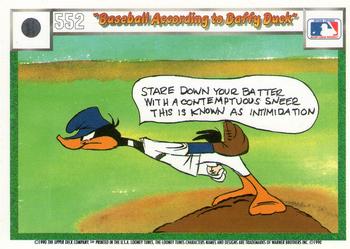 1990 Upper Deck Comic Ball #549 / 552 Baseball According to Daffy Duck Back