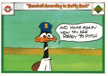 1990 Upper Deck Comic Ball #561 / 576 Baseball According to Daffy Duck / Curve Ball Front