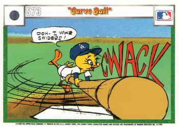 1990 Upper Deck Comic Ball #564 / 573 Baseball According to Daffy Duck / Curve Ball Back