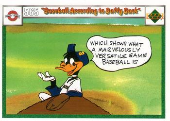 1990 Upper Deck Comic Ball #565 / 568 Baseball According to Daffy Duck / Curve Ball Front