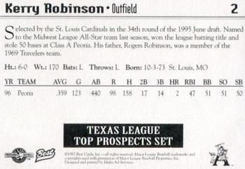 1997 Best Texas League Top Prospects #2 Kerry Robinson Back