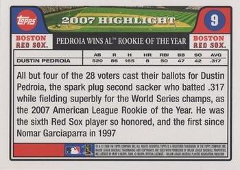 2008 Topps Gift Sets Boston Red Sox #9 Dustin Pedroia Back