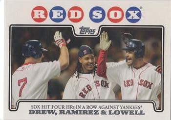2008 Topps Gift Sets Boston Red Sox #13 J.D. Drew / Manny Ramirez / Mike Lowell Front