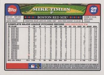 2008 Topps Gift Sets Boston Red Sox #27 Mike Timlin Back
