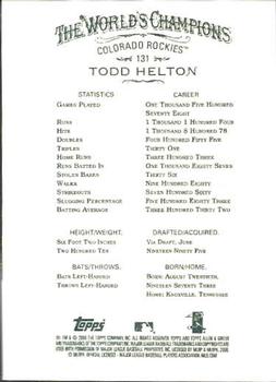 2008 Topps Allen & Ginter #131 Todd Helton Back