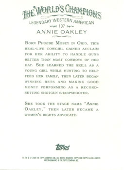 2008 Topps Allen & Ginter #137 Annie Oakley Back