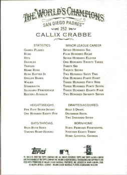 2008 Topps Allen & Ginter #252 Callix Crabbe Back
