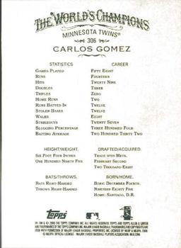 2008 Topps Allen & Ginter #306 Carlos Gomez Back