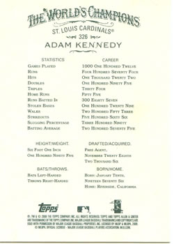 2008 Topps Allen & Ginter #326 Adam Kennedy Back