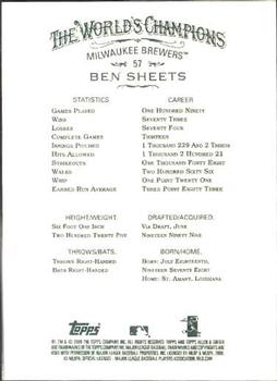 2008 Topps Allen & Ginter #57 Ben Sheets Back