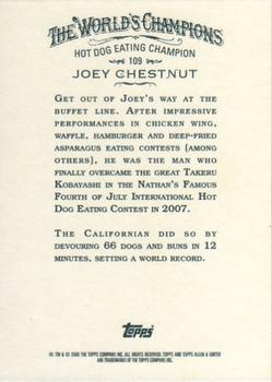 2008 Topps Allen & Ginter #109 Joey Chestnut Back