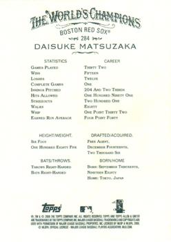 2008 Topps Allen & Ginter #284 Daisuke Matsuzaka Back
