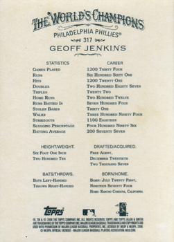 2008 Topps Allen & Ginter #317 Geoff Jenkins Back