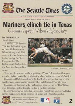 1995 Pacific Seattle Mariners #2 Vince Coleman Back