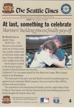1995 Pacific Seattle Mariners #4 At last, something to celebrate Back
