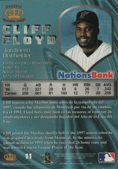1997 Pacific NationsBank Florida Marlins #11 Cliff Floyd Back