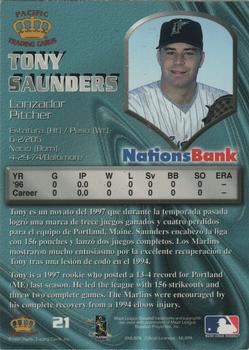 1997 Pacific NationsBank Florida Marlins #21 Tony Saunders Back