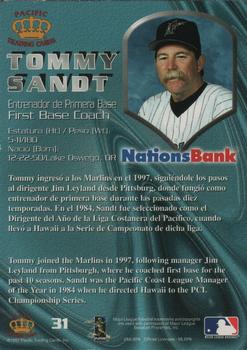 1997 Pacific NationsBank Florida Marlins #31 Tommy Sandt Back