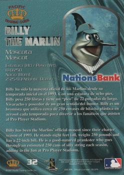 1997 Pacific NationsBank Florida Marlins #32 Billy the Marlin  Back