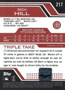 2008 Topps Triple Threads #217 Rich Hill Back