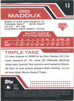 2008 Topps Triple Threads #13 Greg Maddux Back
