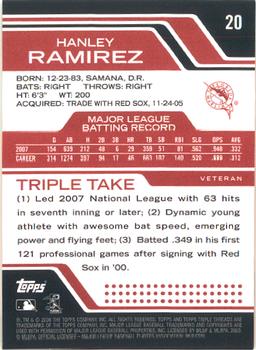 2008 Topps Triple Threads #20 Hanley Ramirez Back