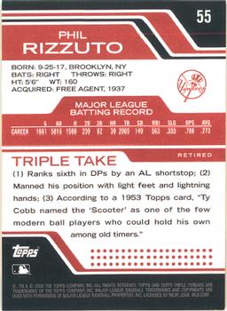2008 Topps Triple Threads #55 Phil Rizzuto Back