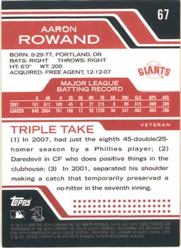 2008 Topps Triple Threads #67 Aaron Rowand Back