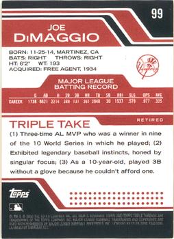 2008 Topps Triple Threads #99 Joe DiMaggio Back