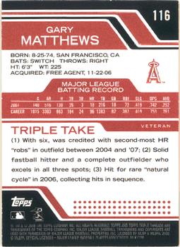 2008 Topps Triple Threads #116 Gary Matthews Back