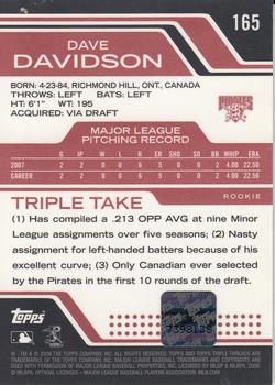 2008 Topps Triple Threads #165 Dave Davidson Back