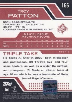 2008 Topps Triple Threads #166 Troy Patton Back