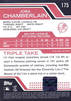 2008 Topps Triple Threads #175 Joba Chamberlain Back