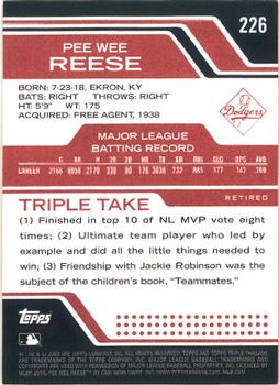 2008 Topps Triple Threads #226 Pee Wee Reese Back