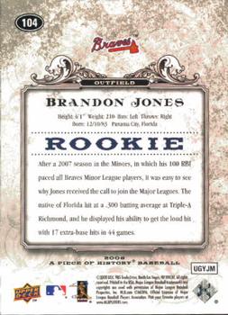 2008 Upper Deck A Piece of History #104 Brandon Jones Back