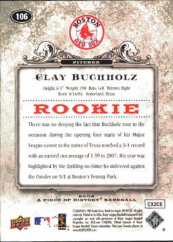 2008 Upper Deck A Piece of History #106 Clay Buchholz Back