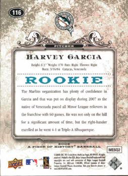 2008 Upper Deck A Piece of History #116 Harvey Garcia Back
