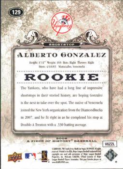 2008 Upper Deck A Piece of History #129 Alberto Gonzalez Back