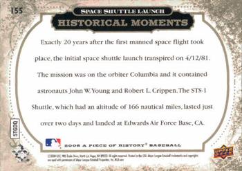 2008 Upper Deck A Piece of History #155 First Space Shuttle Launch Back