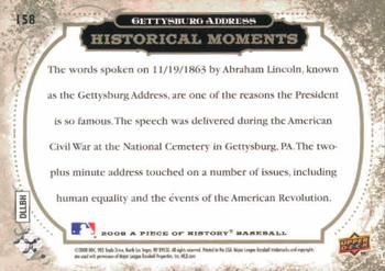 2008 Upper Deck A Piece of History #158 Gettysburg Address Back