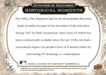 2008 Upper Deck A Piece of History #163 Television Invented Back