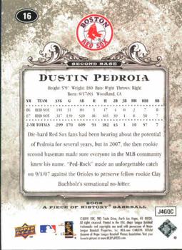 2008 Upper Deck A Piece of History #16 Dustin Pedroia Back