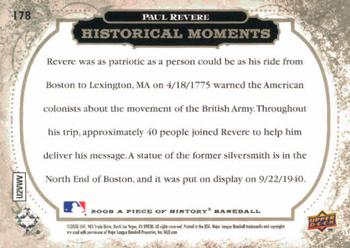 2008 Upper Deck A Piece of History #178 Paul Revere Back