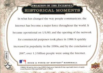 2008 Upper Deck A Piece of History #182 Creation of the Internet Back