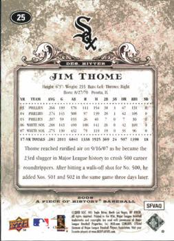 2008 Upper Deck A Piece of History #25 Jim Thome Back
