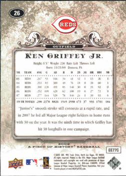 2008 Upper Deck A Piece of History #26 Ken Griffey Jr. Back